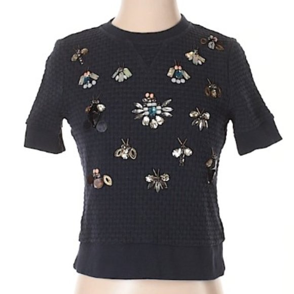 Banana Republic Jeweled Insect Basket Weave Top- Sz. XS - Picture 2 of 10